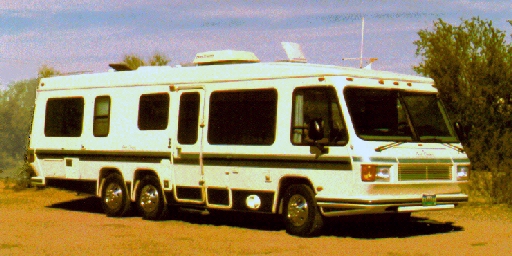 Aero Cruiser: The 29 Foot Aero Cruiser.  The golden color is a reflection off the sand at Quartszite, AZ.